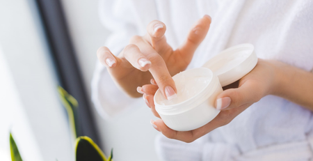 Partial View Woman Holding Face Cream Hands — Stock Photo, Image  New Remove BG  Save  Share  Sample  Partial view of woman holding face cream in hand