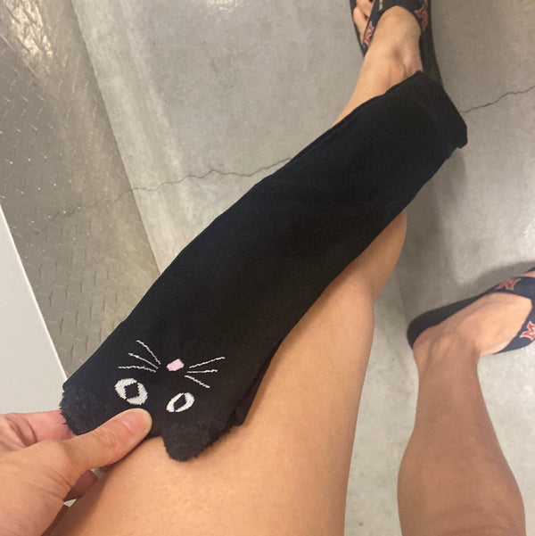 Thigh High Socks Animal Cat Black - Asian Beauty Essentials